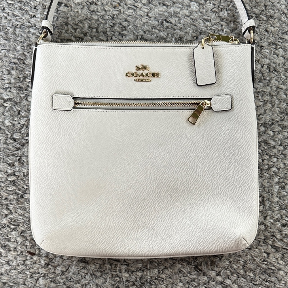 Coach White Leather Crossbody Bag with Gold Hardware